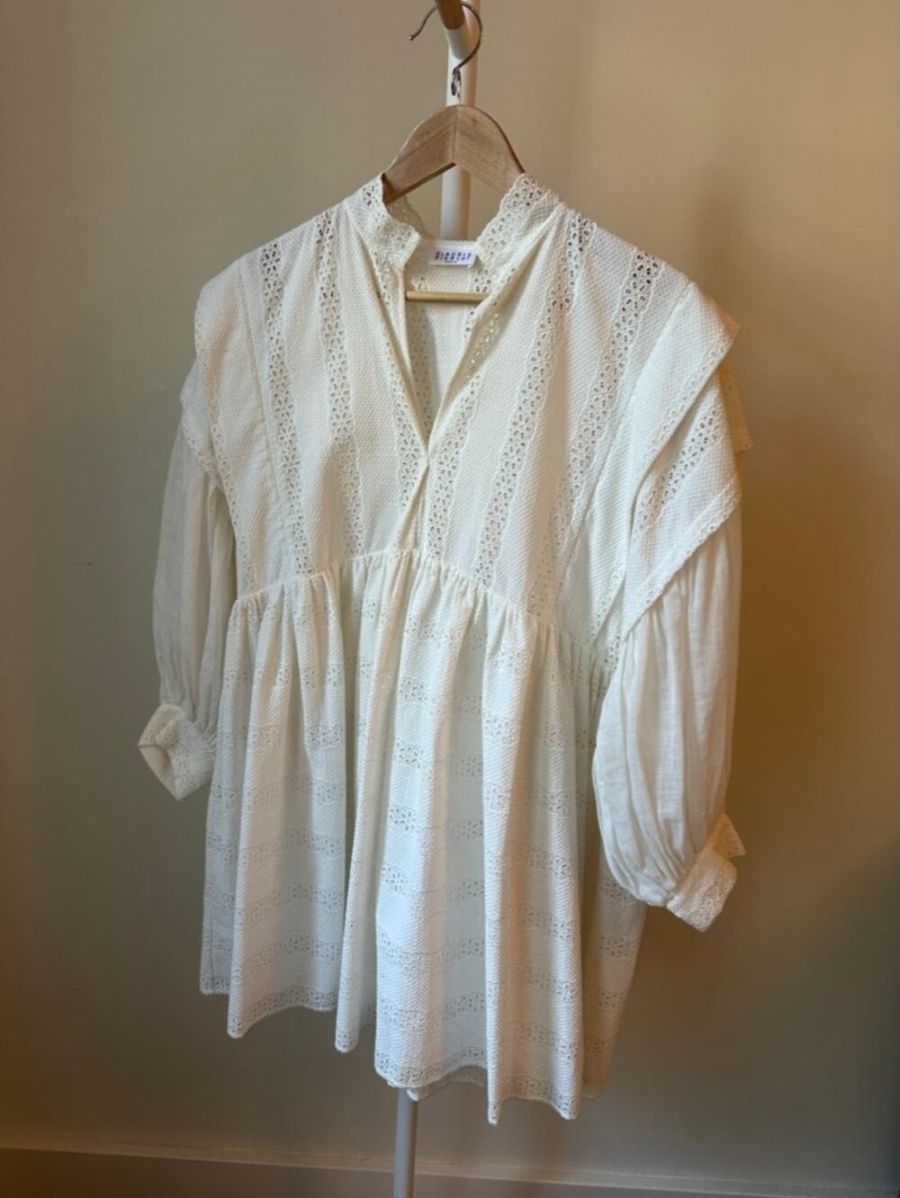 Claudie Pierlot Ivory Cotton Eyelet Dress, Size 36 (US 4)